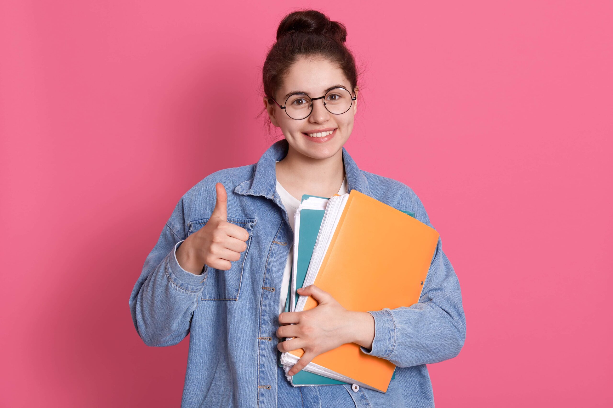 a girl with books